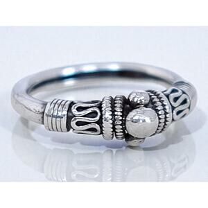 Vintage 925 Silver Bali Style Tribal Band Ring Ethnic Artisan Design